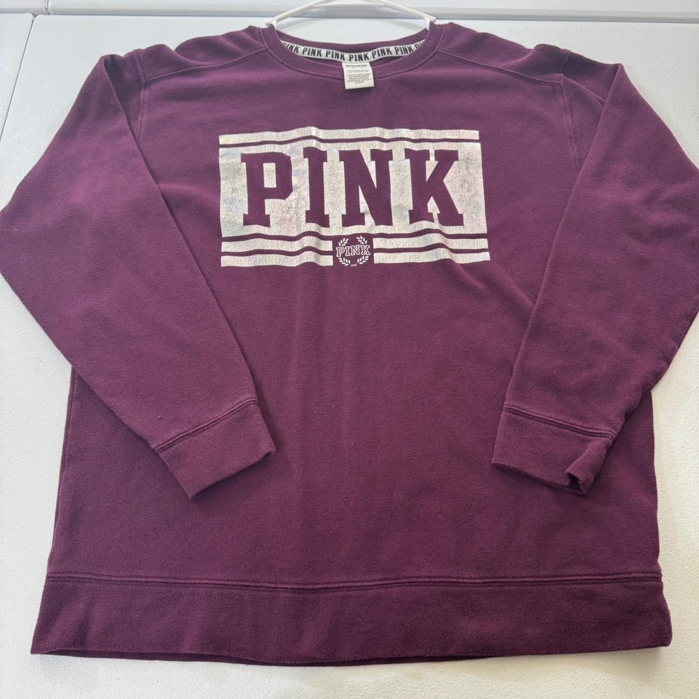PINK Victoria's Secret Crewneck Sweatshirt Pullover Burgundy XS‎ Oldstock